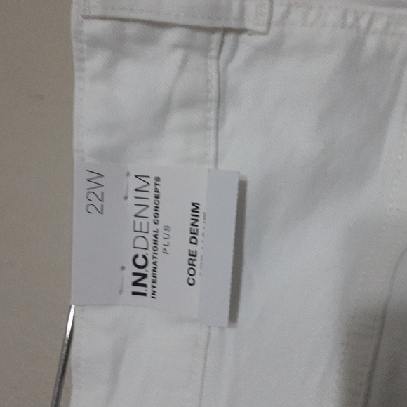 Inc denim jean women white high rise straight distressed raw hem 22W casual Y2K - Picture 4 of 8